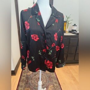 NWOT International Concepts Black Floral PJ Top & Pants